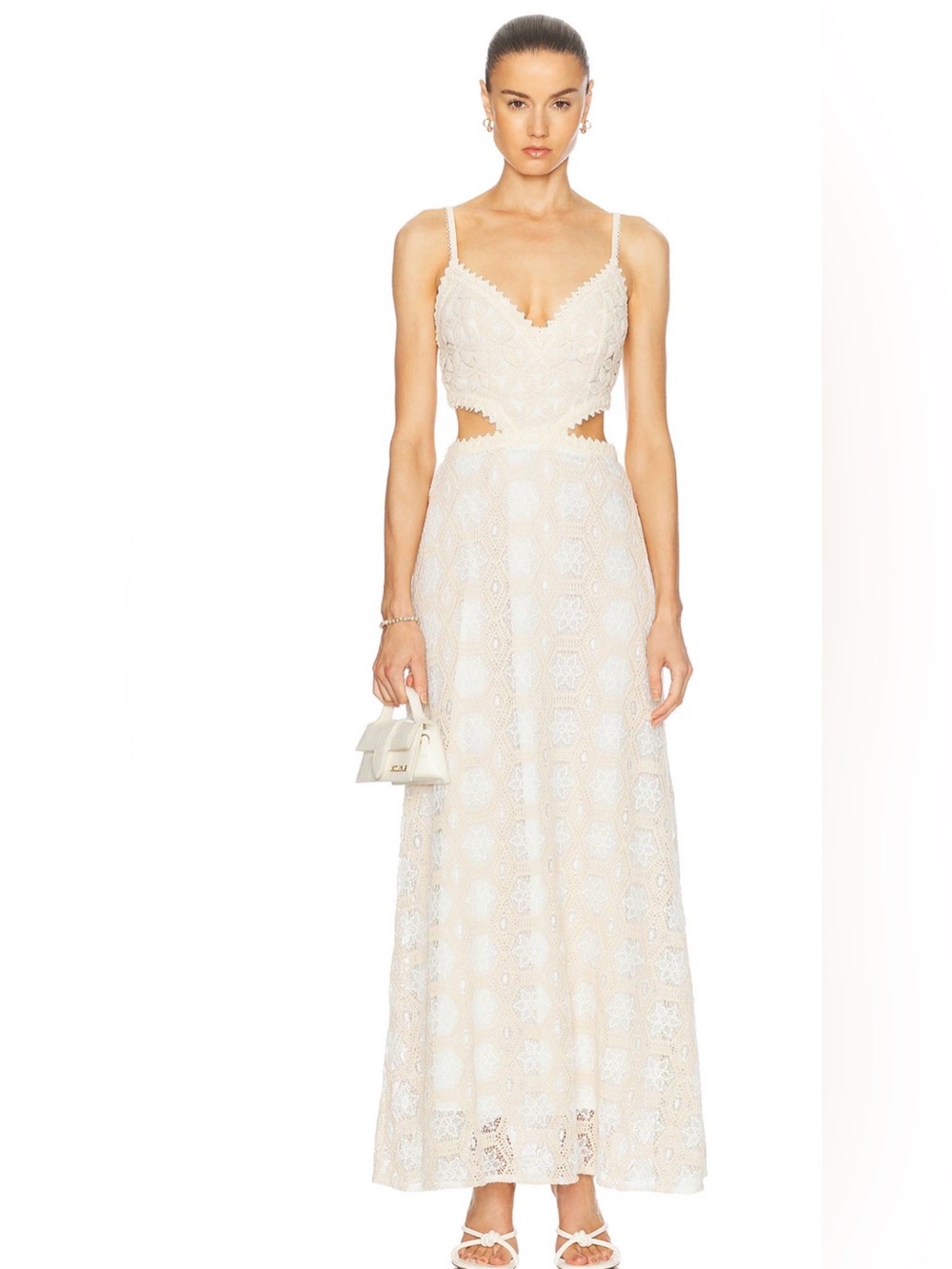 PatBO Ivory Lace Strapless Cutout Maxi Dress